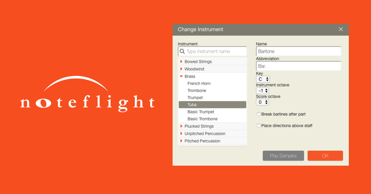 Customize Any Instrument in Noteflight Premium